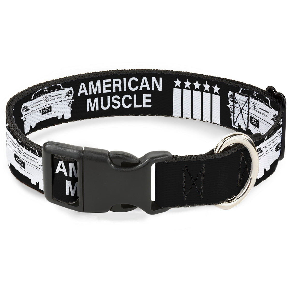 Plastic Clip Collar - Ford Mustang Grill AMERICAN MUSCLE Stars and Stripes Black/White