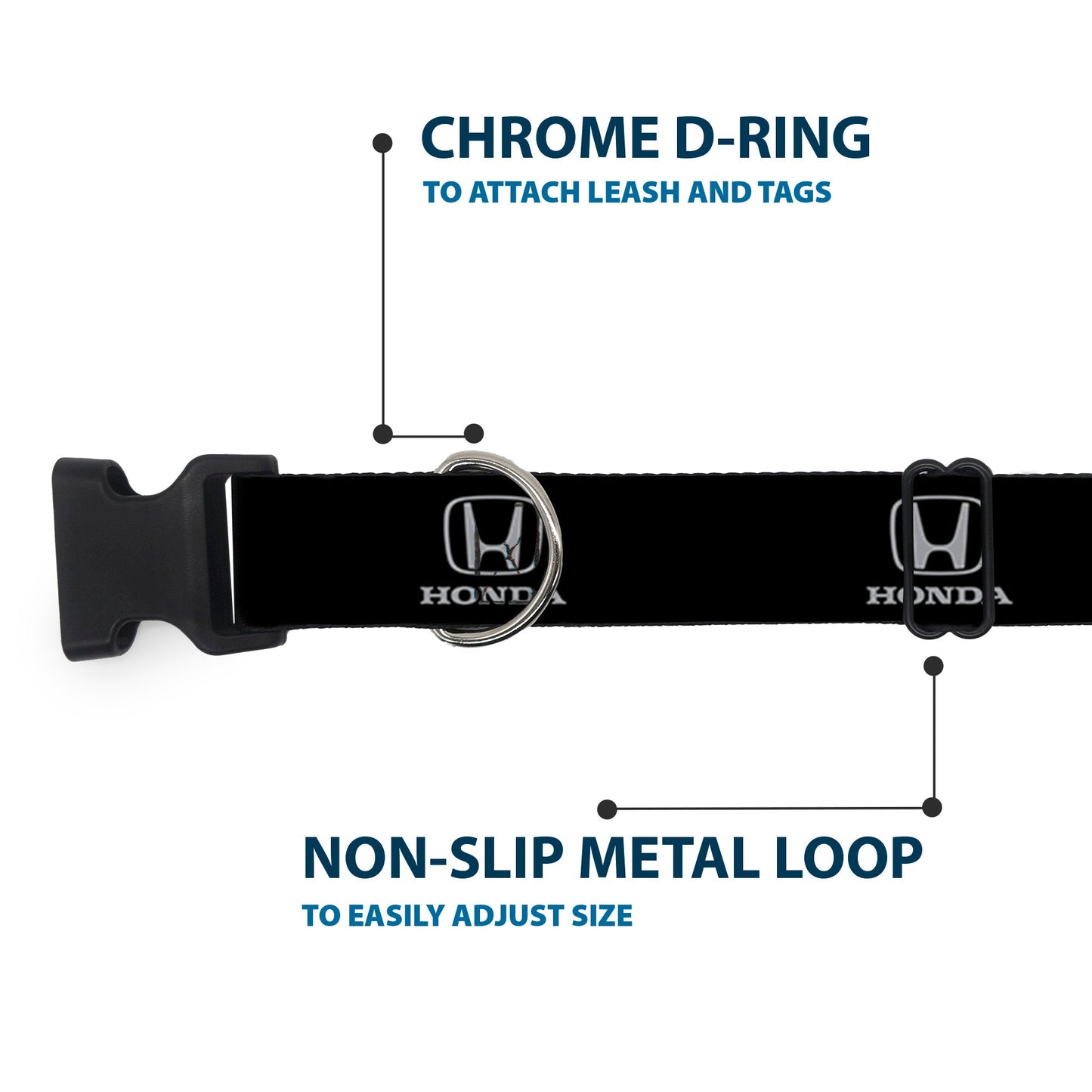 Plastic Clip Collar - Honda Logo Black/Silver