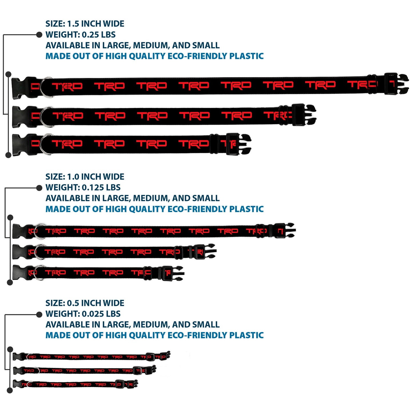 Plastic Clip Collar - Toyota Racing Development TRD Logo Black/Red