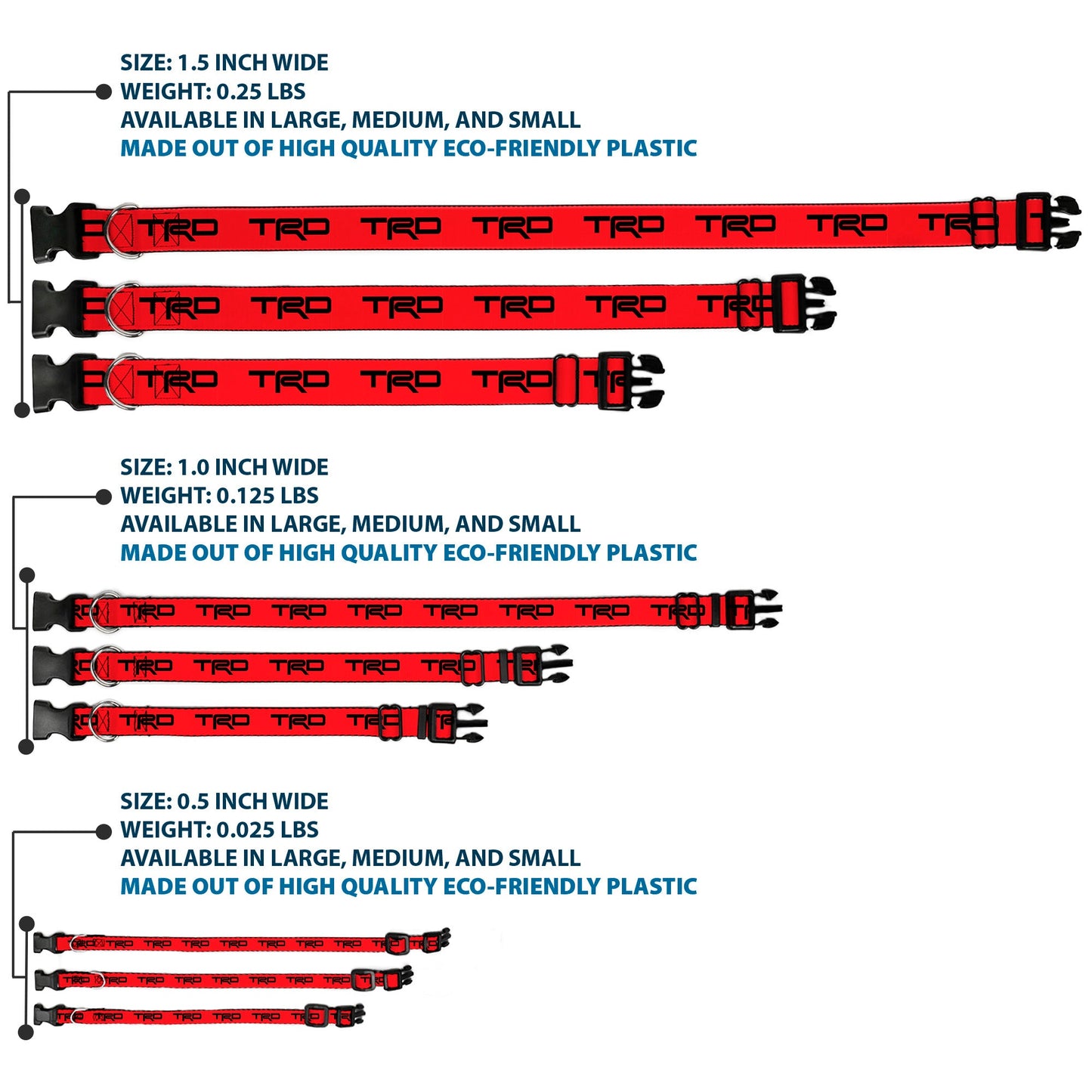 Plastic Clip Collar - Toyota Racing Development TRD Logo Red/Black