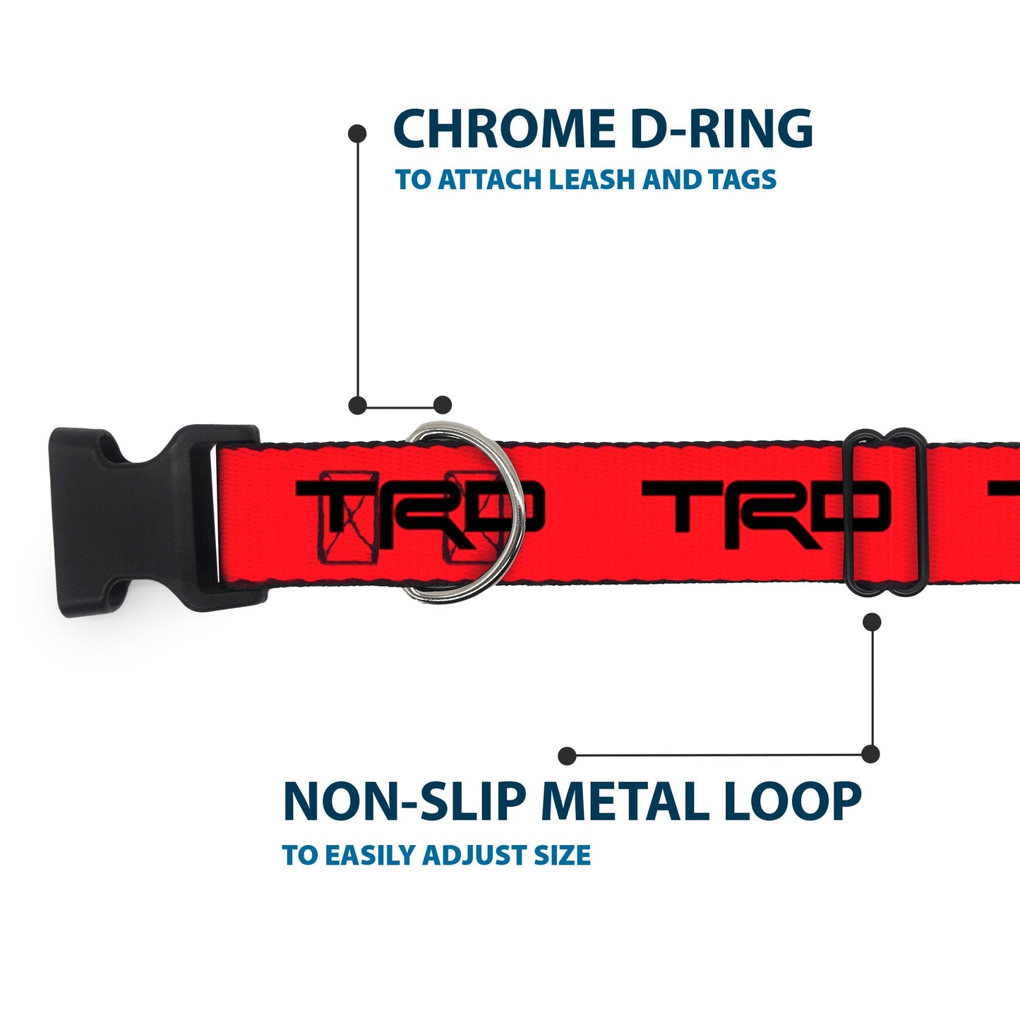 Plastic Clip Collar - Toyota Racing Development TRD Logo Red/Black