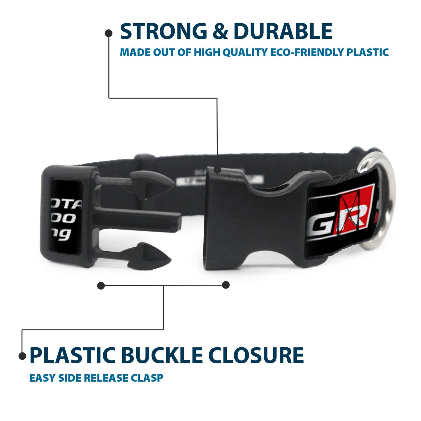 Plastic Clip Collar - TOYOTA GAZOO RACING GR NORTH AMERICA Logo and Text Black/White/Red