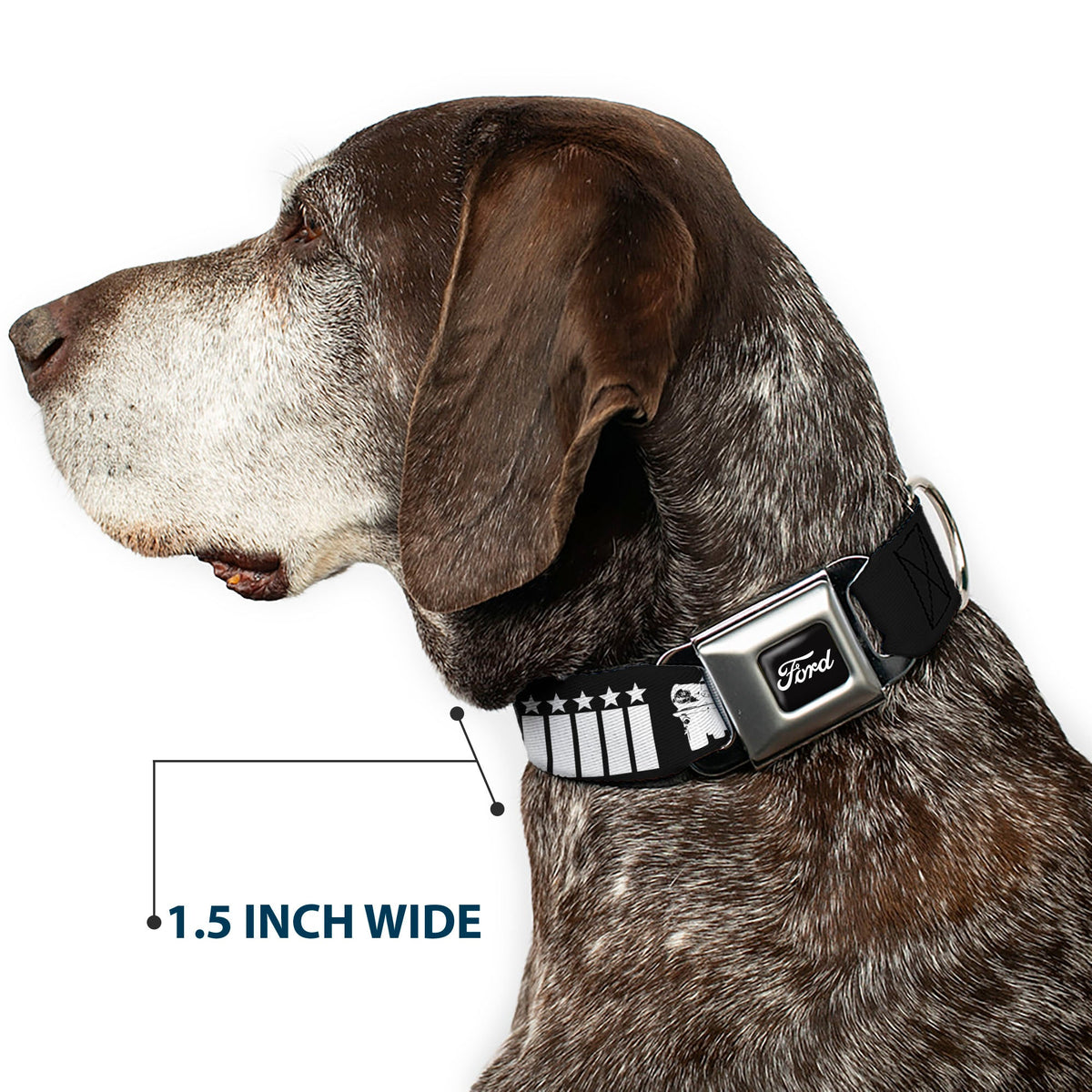 FORD Script Full Color Black/White Seatbelt Buckle Collar - Ford Mustang Grill AMERICAN MUSCLE Stars and Stripes Black/White