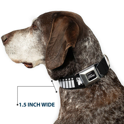 FORD Script Full Color Black/White Seatbelt Buckle Collar - Ford Mustang Grill AMERICAN MUSCLE Stars and Stripes Black/White