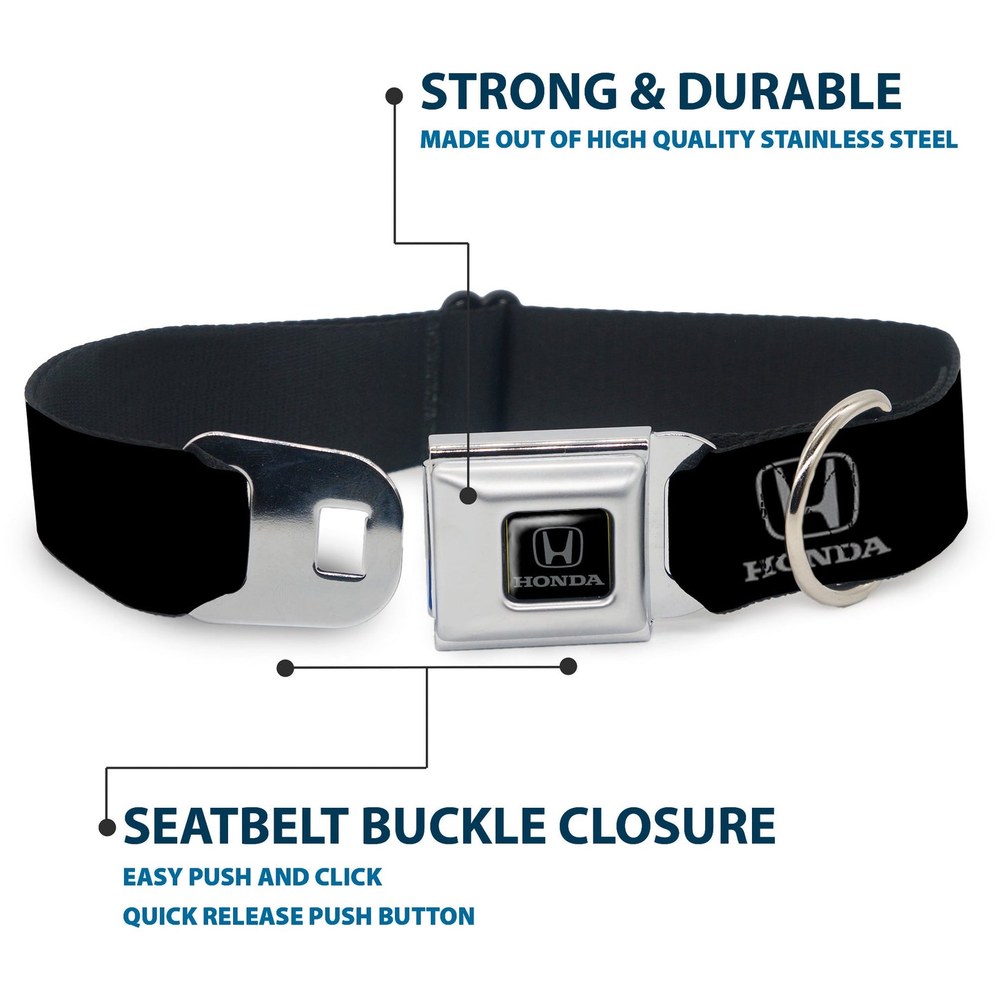 Honda Seatbelt Buckle Collar - Honda Logo Black/Silver