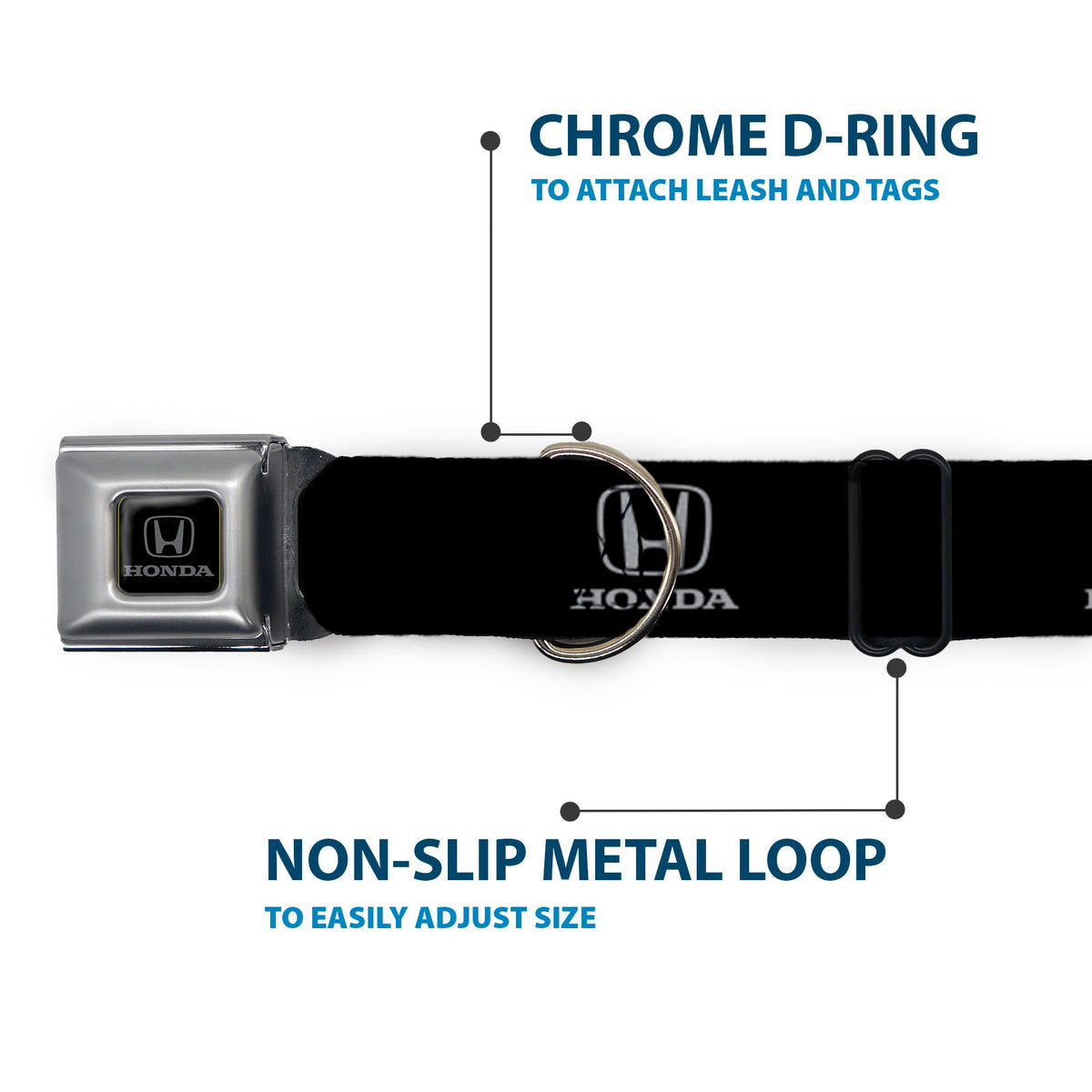 Honda Seatbelt Buckle Collar - Honda Logo Black/Silver