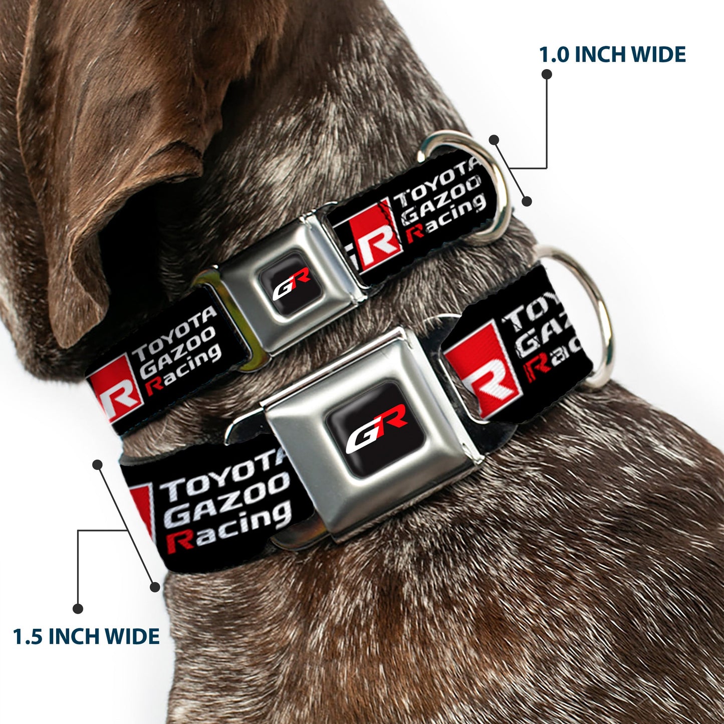 Toyota Gazoo Racing  GR Logo Full Color Black/White Red Seatbelt Buckle Collar - TOYOTA GAZOO RACING GR NORTH AMERICA Logo and Text Black/White/Red