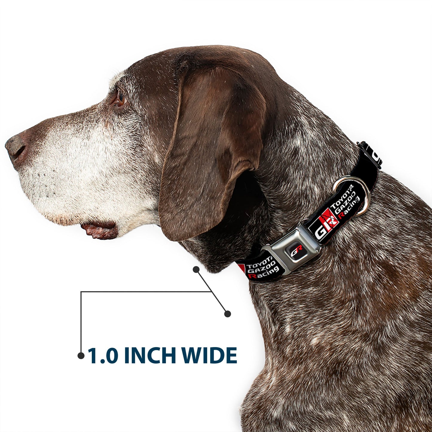 Toyota Gazoo Racing  GR Logo Full Color Black/White Red Seatbelt Buckle Collar - TOYOTA GAZOO RACING GR NORTH AMERICA Logo and Text Black/White/Red