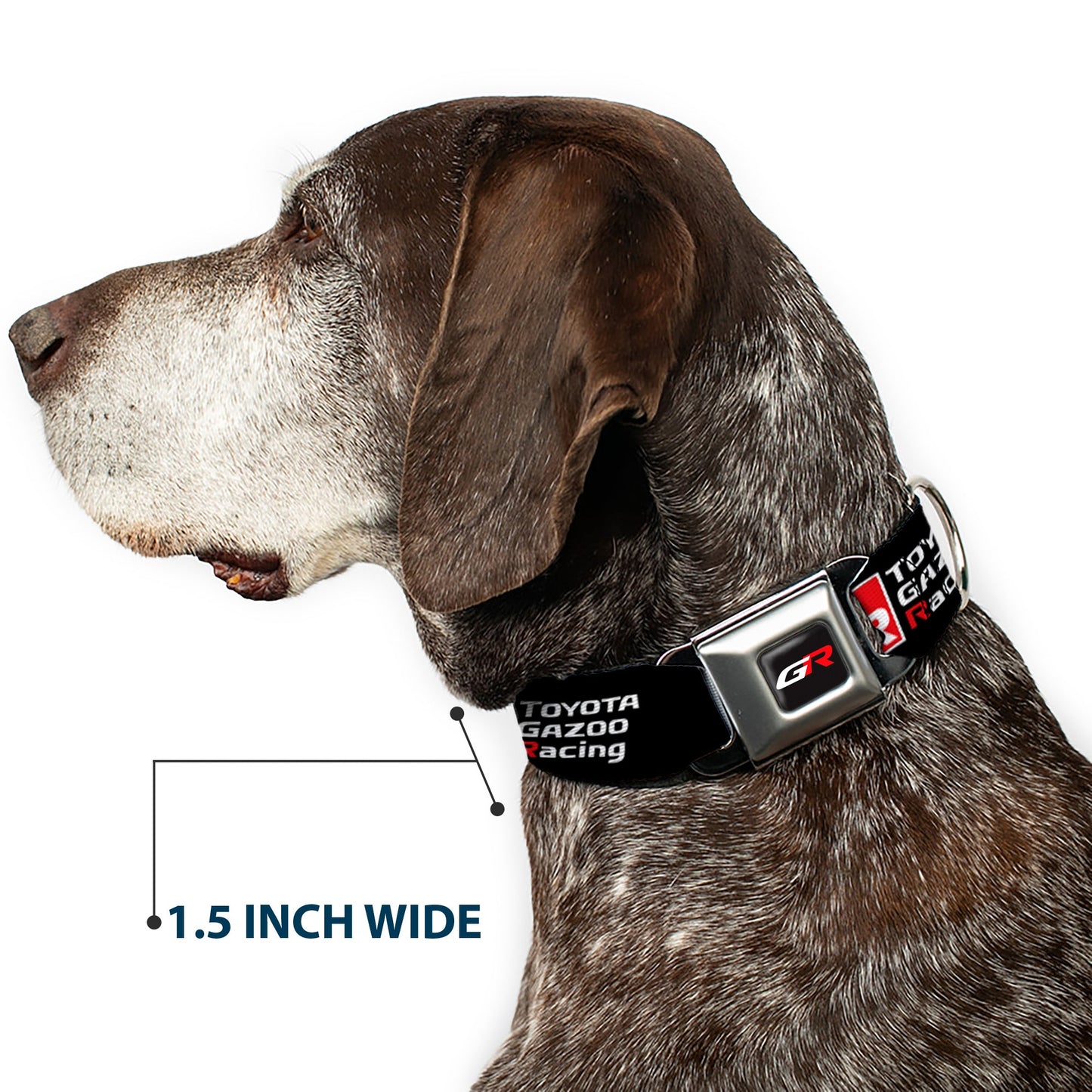 Toyota Gazoo Racing  GR Logo Full Color Black/White Red Seatbelt Buckle Collar - TOYOTA GAZOO RACING GR NORTH AMERICA Logo and Text Black/White/Red