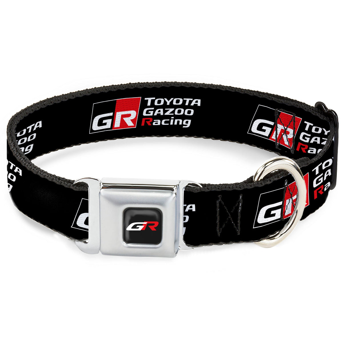 Toyota Gazoo Racing  GR Logo Full Color Black/White Red Seatbelt Buckle Collar - TOYOTA GAZOO RACING GR NORTH AMERICA Logo and Text Black/White/Red