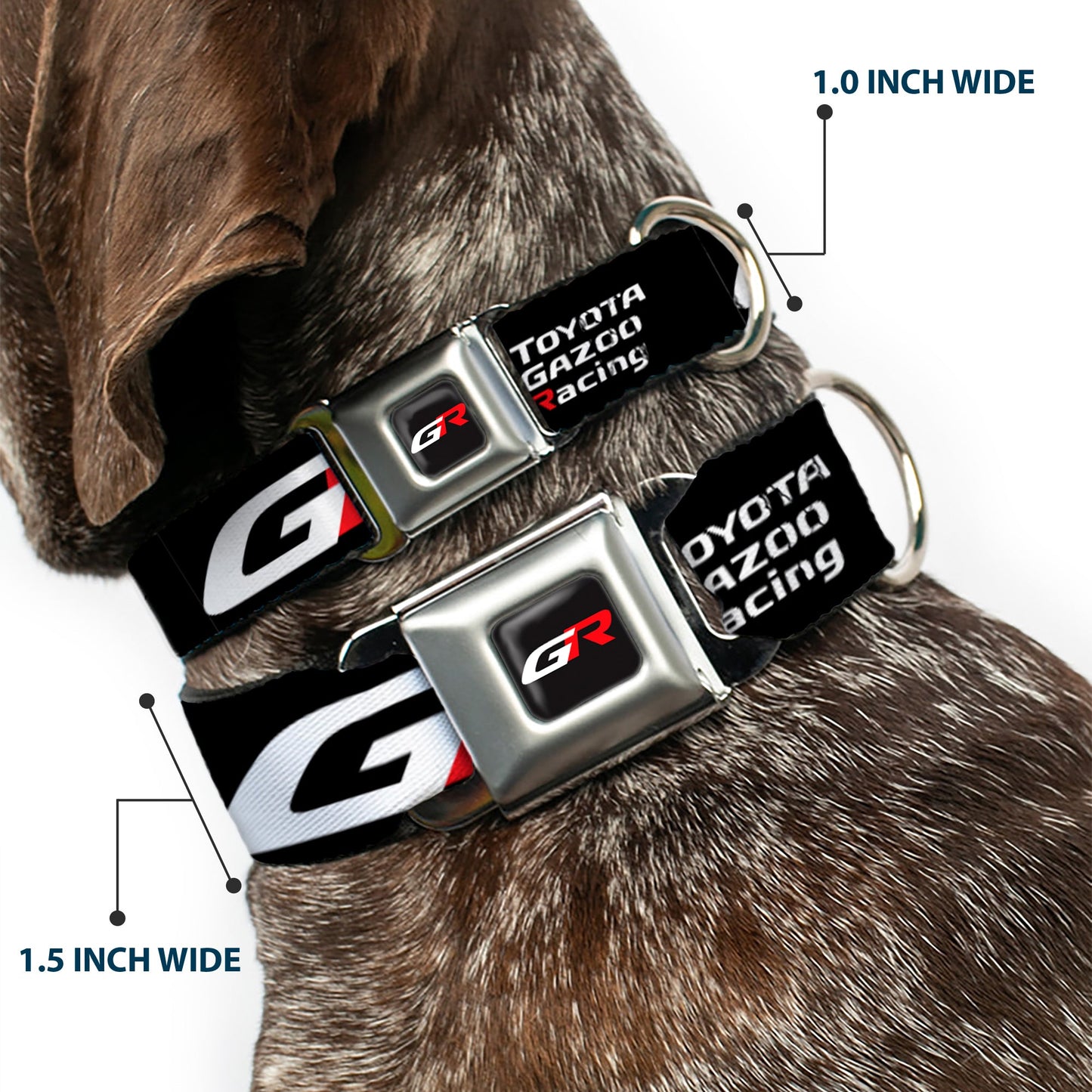 Toyota Gazoo Racing  GR Logo Full Color Black/White Red Seatbelt Buckle Collar - TOYOTA GAZOO RACING GR Logo and Text Black/White/Red