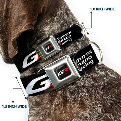 Toyota Gazoo Racing  GR Logo Full Color Black/White Red Seatbelt Buckle Collar - TOYOTA GAZOO RACING GR Logo and Text Black/White/Red