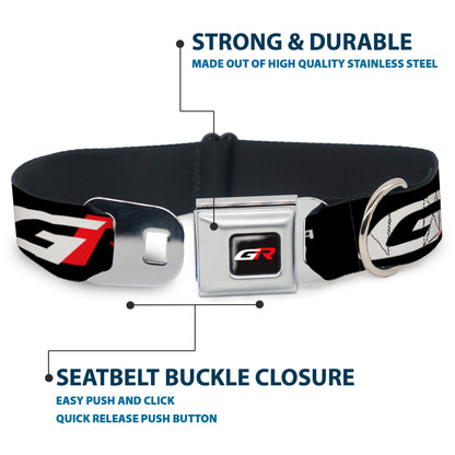 Toyota Gazoo Racing  GR Logo Full Color Black/White Red Seatbelt Buckle Collar - TOYOTA GAZOO RACING GR Logo and Text Black/White/Red