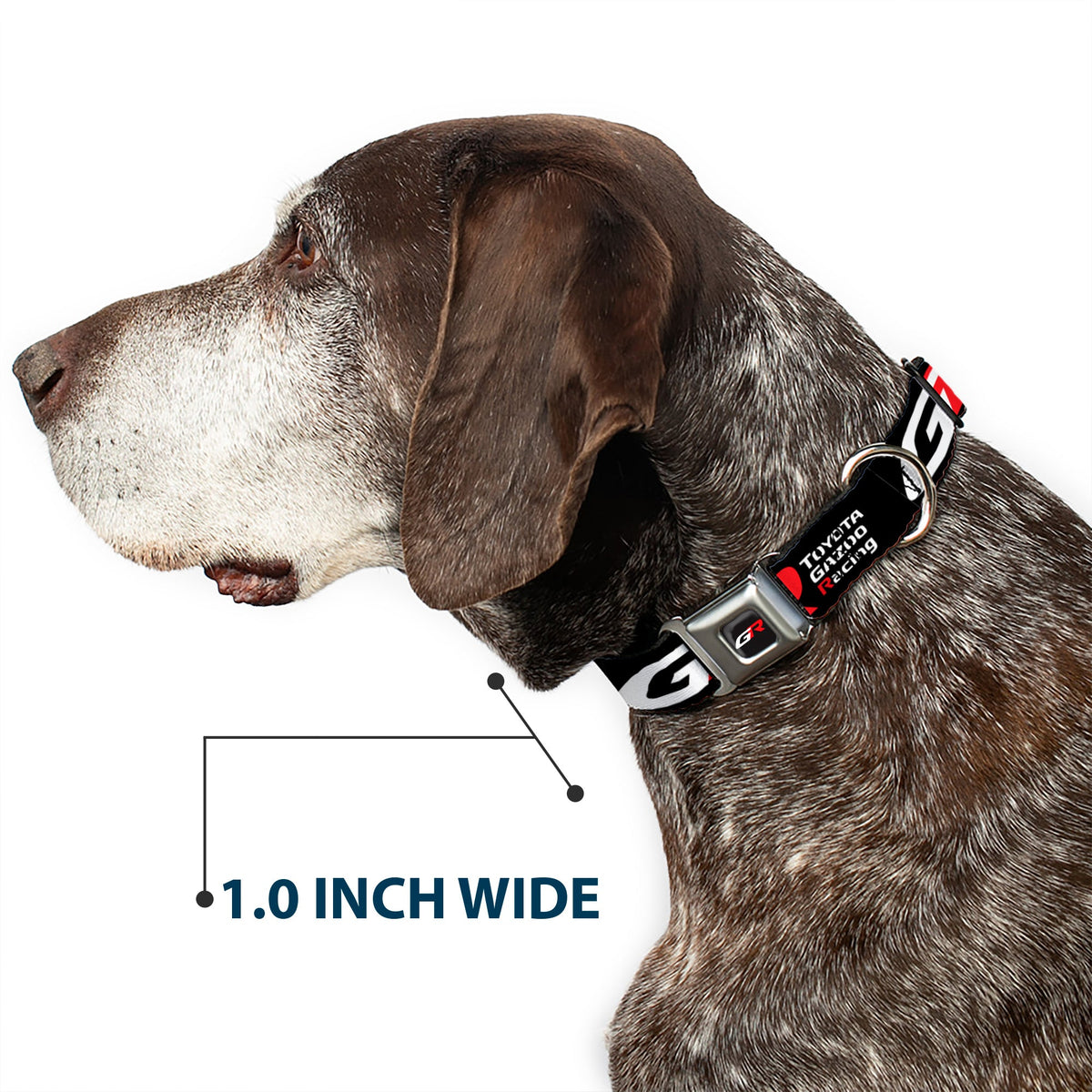 Toyota Gazoo Racing  GR Logo Full Color Black/White Red Seatbelt Buckle Collar - TOYOTA GAZOO RACING GR Logo and Text Black/White/Red