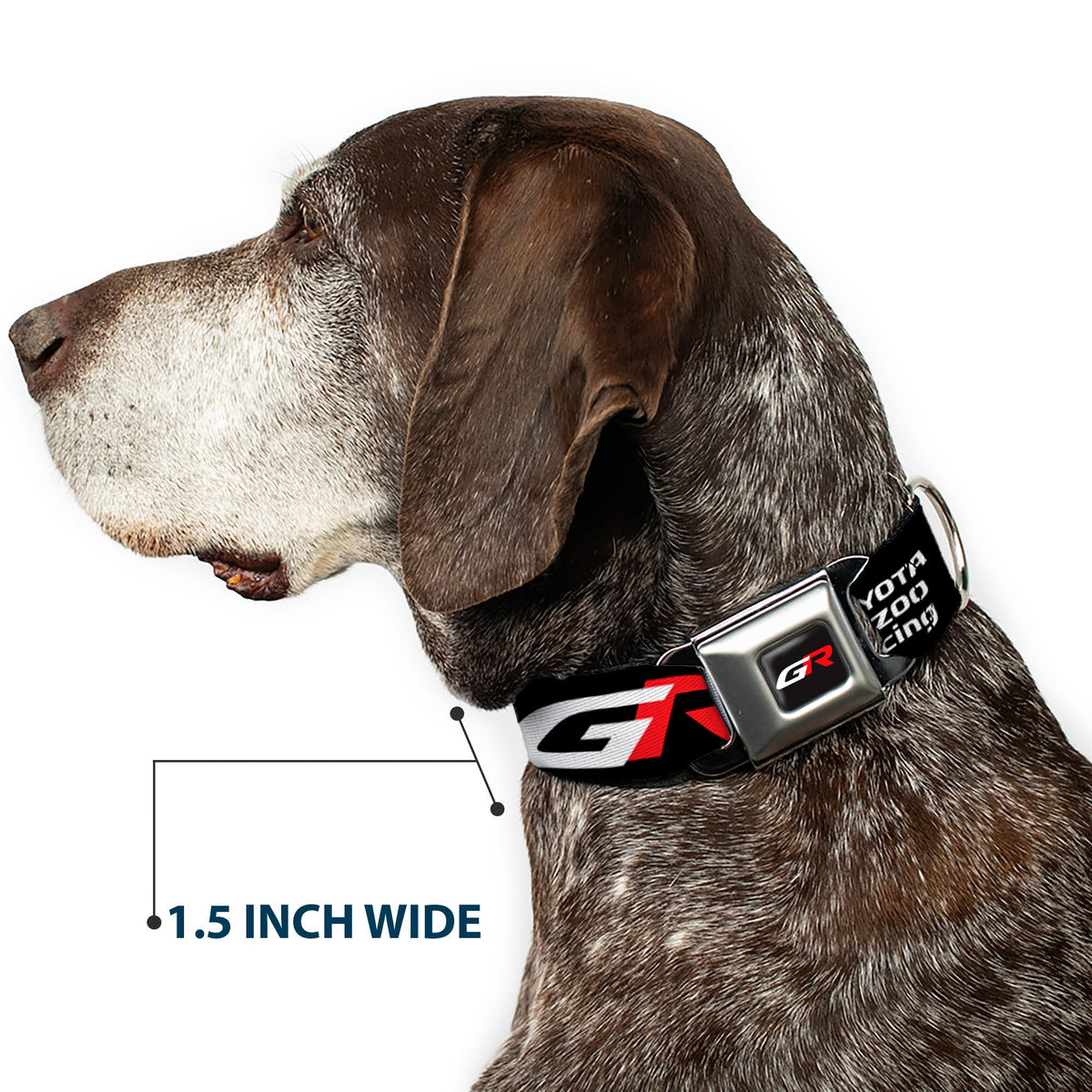 Toyota Gazoo Racing  GR Logo Full Color Black/White Red Seatbelt Buckle Collar - TOYOTA GAZOO RACING GR Logo and Text Black/White/Red