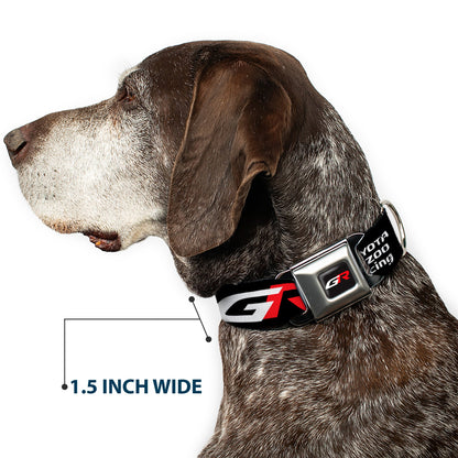 Toyota Gazoo Racing  GR Logo Full Color Black/White Red Seatbelt Buckle Collar - TOYOTA GAZOO RACING GR Logo and Text Black/White/Red