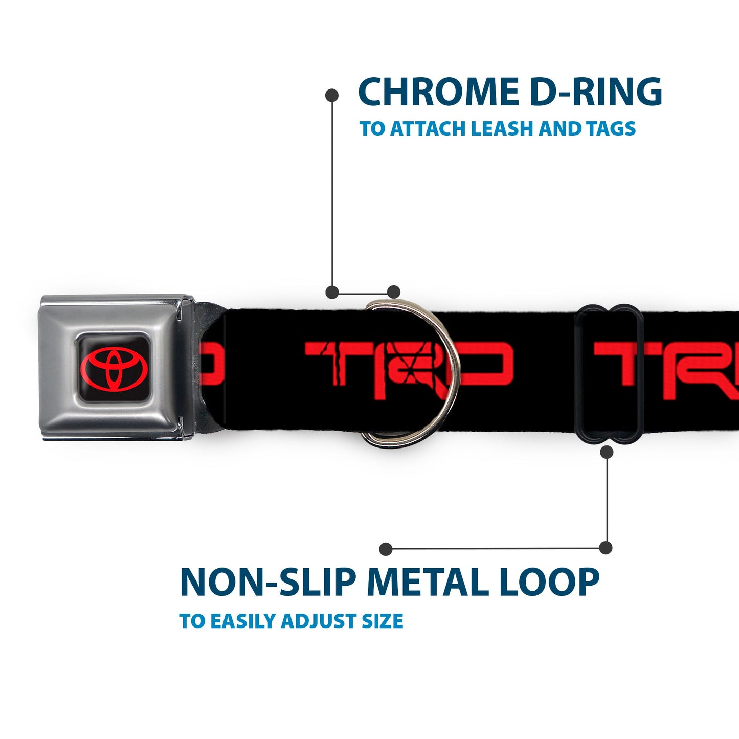 Toyota Logo Full Color Black/Red Seatbelt Buckle Collar - Toyota Racing Development TRD Logo Black/Red