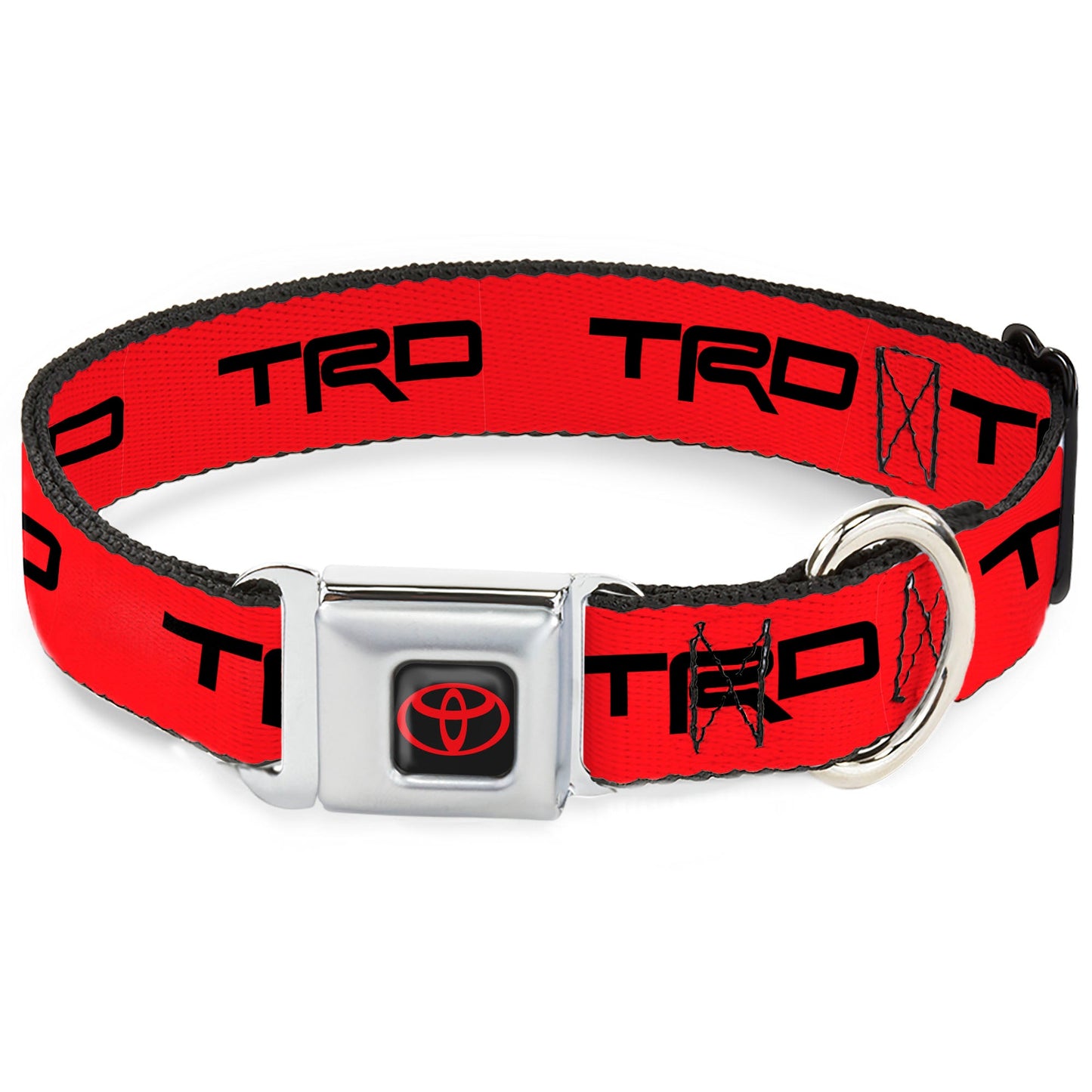 Toyota Logo Full Color Black/Red Seatbelt Buckle Collar - Toyota Racing Development TRD Logo Red/Black