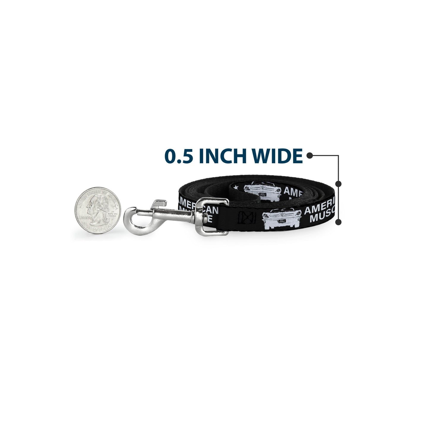 Dog Leash - Ford Mustang Grill AMERICAN MUSCLE Stars and Stripes Black/White
