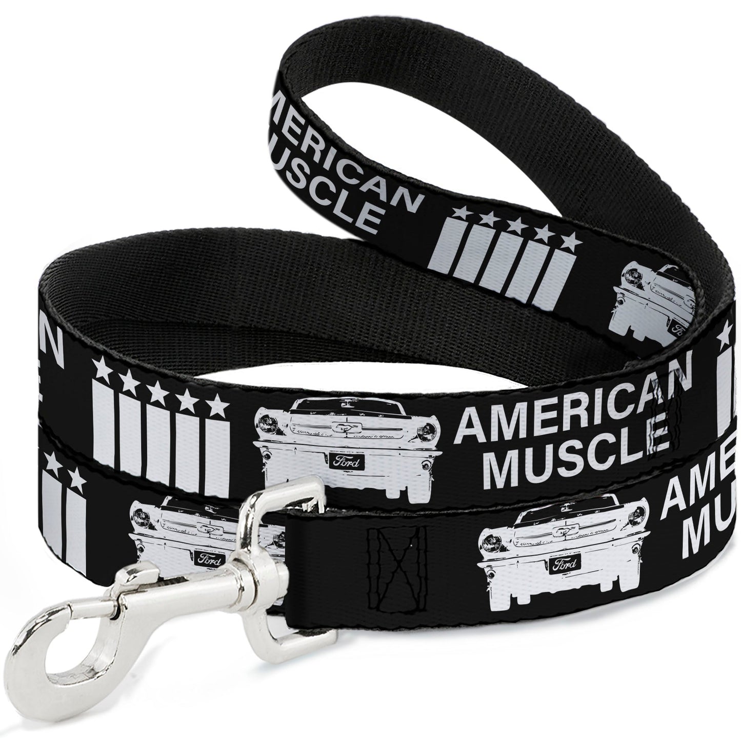 Dog Leash - Ford Mustang Grill AMERICAN MUSCLE Stars and Stripes Black/White