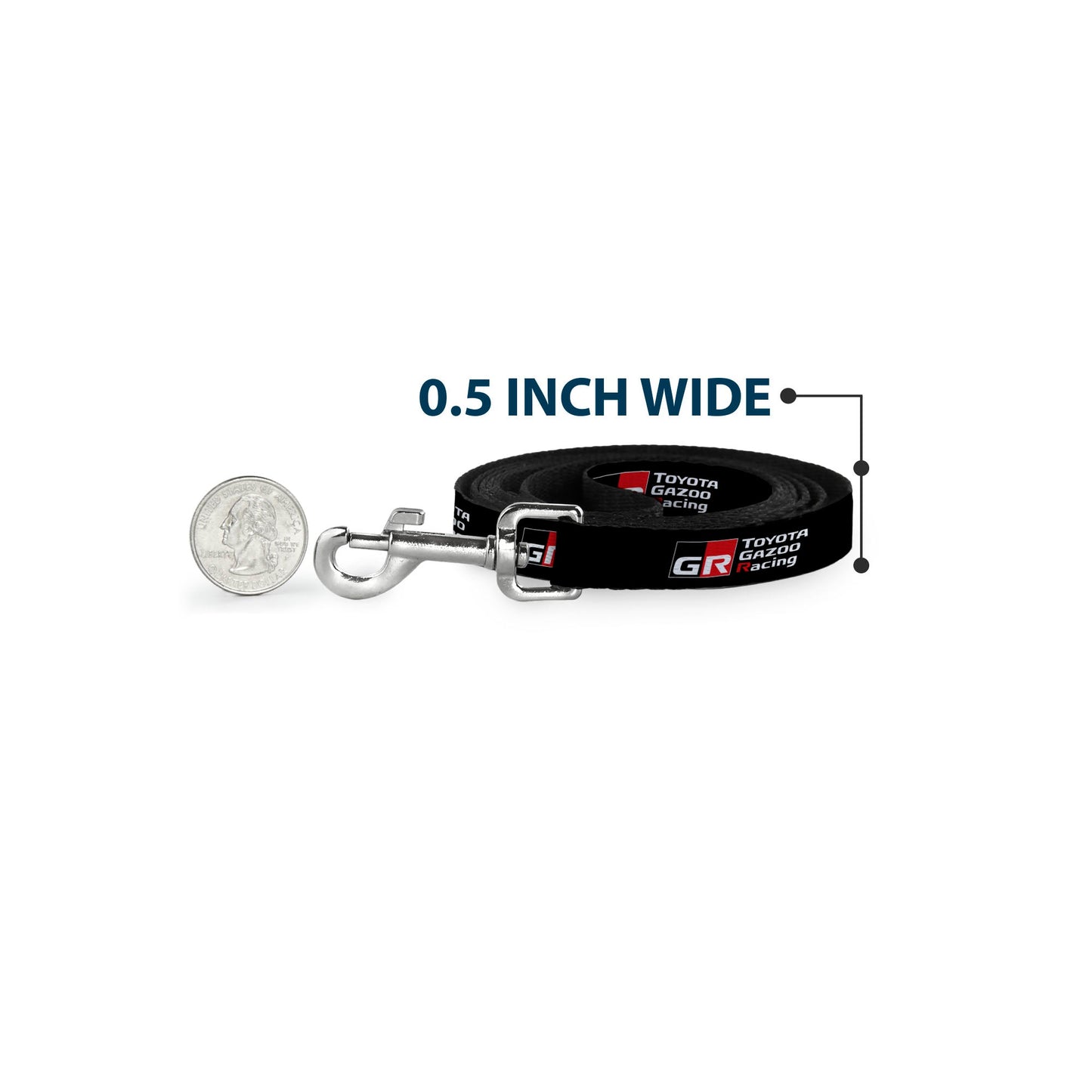 Dog Leash - TOYOTA GAZOO RACING GR NORTH AMERICA Logo and Text Black/White/Red