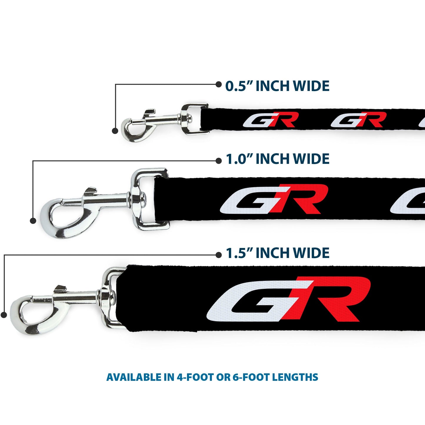 Dog Leash - TOYOTA GAZOO RACING GR Logo and Text Black/White/Red