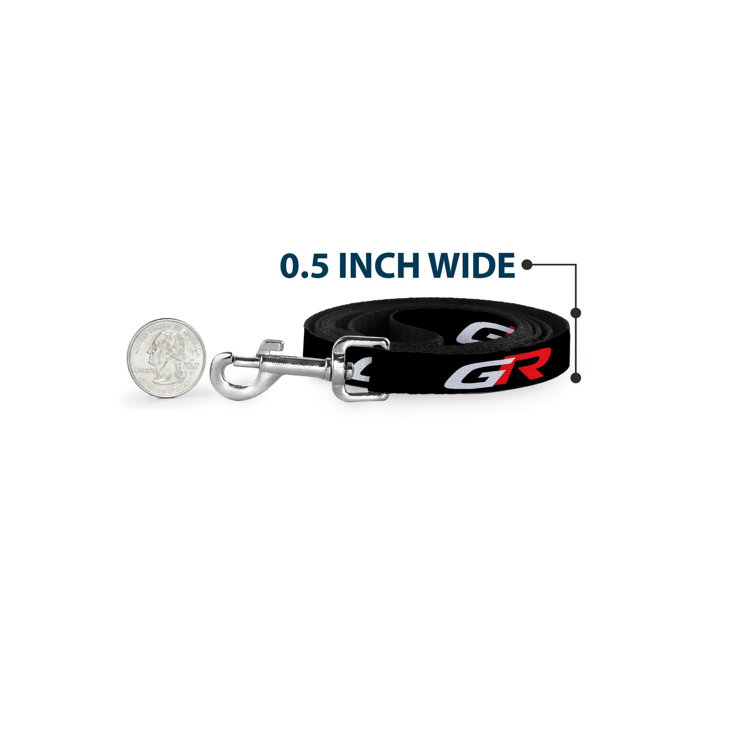 Dog Leash - TOYOTA GAZOO RACING GR Logo and Text Black/White/Red