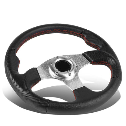 GEN PERFORMANCE 320MM Black Spoke Red Stitch Lightweight 6-Bolt Steering Wheel