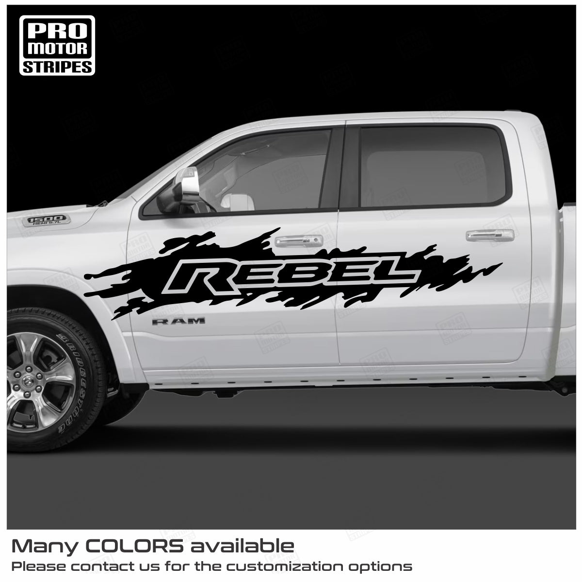 Dodge RAM 1500 Rebel Side Mud Splash Decal Stripes