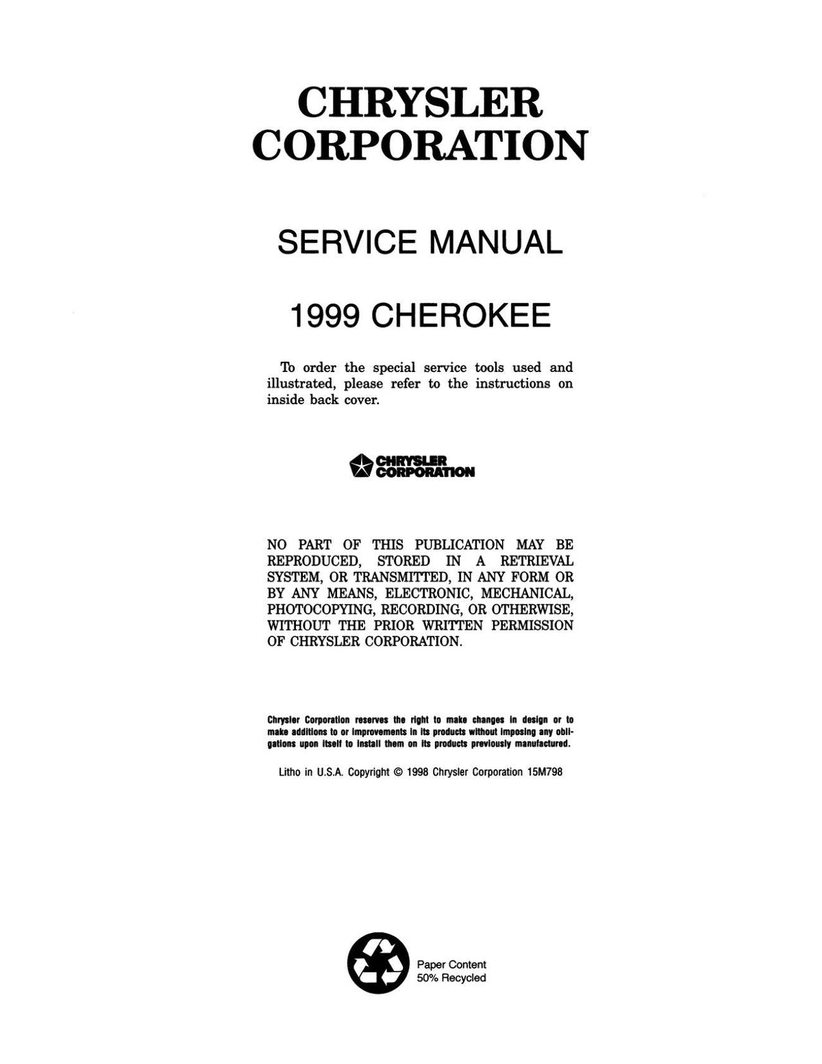 Detroit Iron - 1999 Jeep Cherokee Shop Manual