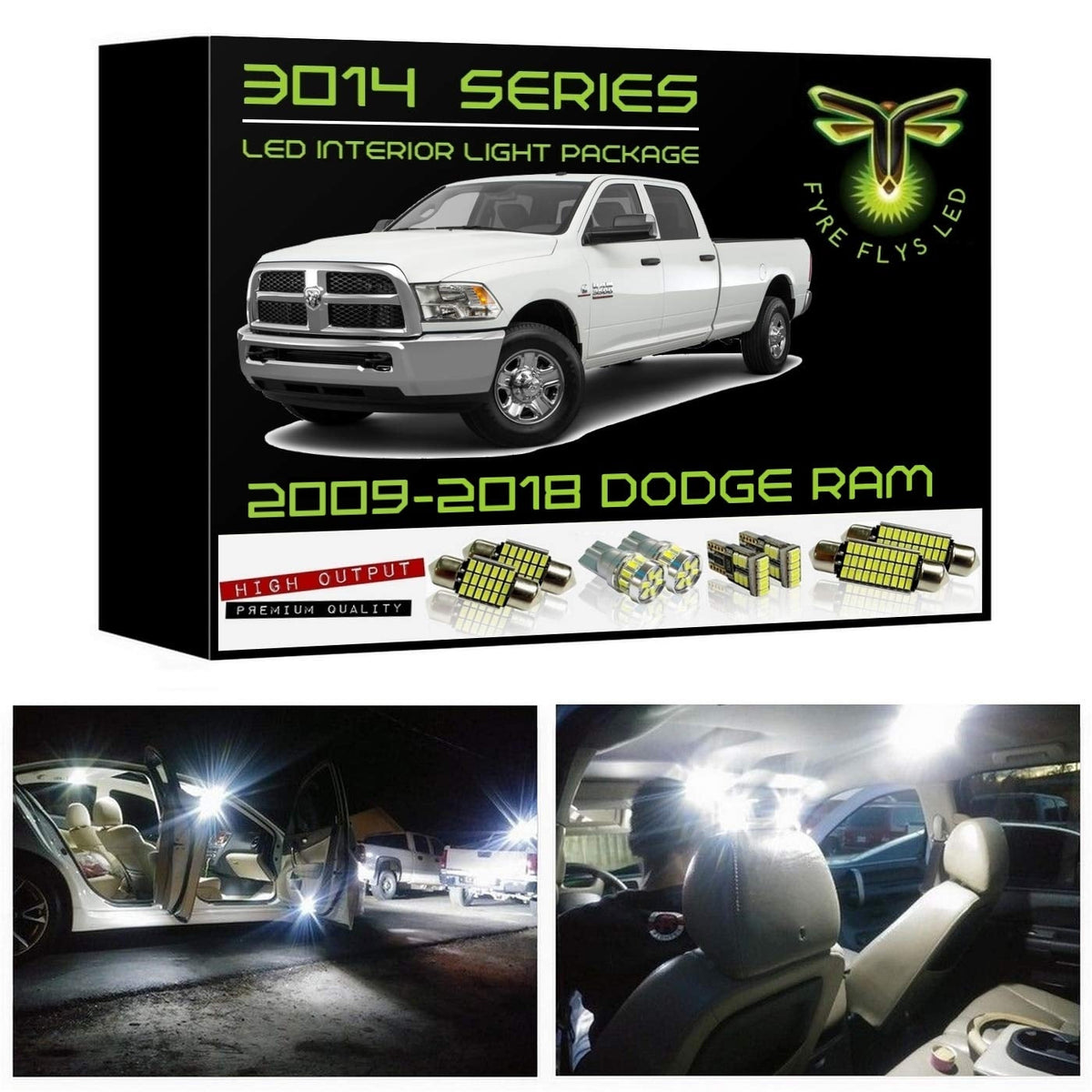 2009-2018 (+ 2019 & up "Calssic") Dodge Ram Super Bright 3014 Series LED interior light kit
