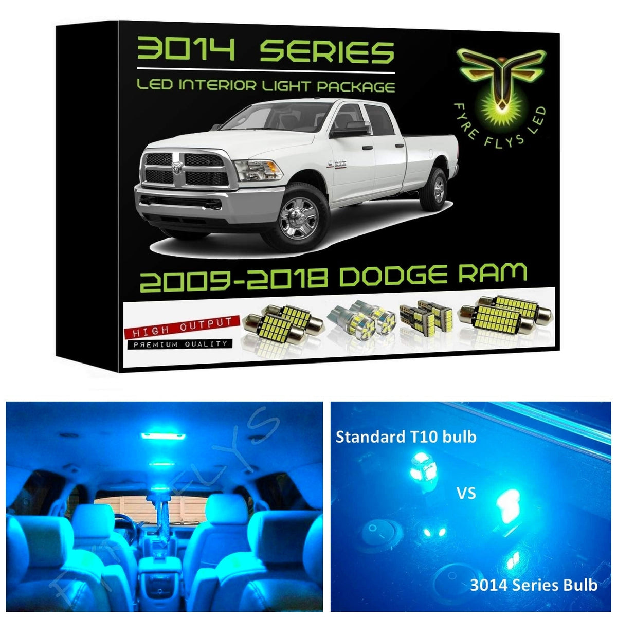 2009-2018 (+ 2019 & up "Calssic") Dodge Ram Super Bright 3014 Series LED interior light kit
