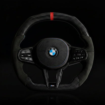 BMW LCI Carbon Fiber / Alcantara Flat Bottom Steering Wheel for G Chassis- CARBONE's CS Signature Design for G20 G30 G80 G82 M3 M4 M2 M340i