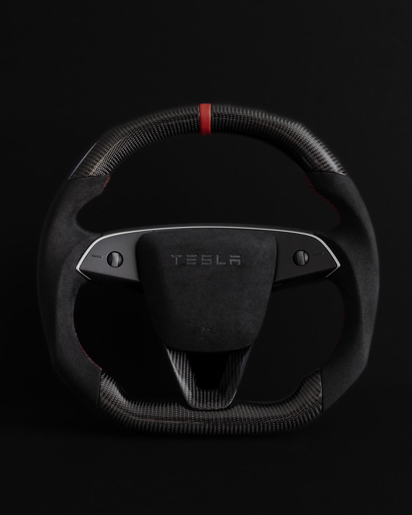 TESLA MODEL Y JUNIPER ALCANTARA FLAT BOTTOM SUPERNOVA GLOSS CARBON STEERING WHEEL