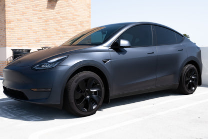 iCBL’s Tesla Model Y OEM Wheel Covers Front & Rear Gemini Turbine Blade Style Matte and Gloss Black 2017-2024 (4PCS)