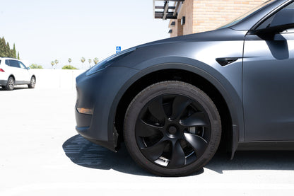iCBL’s Tesla Model Y OEM Wheel Covers Front & Rear Gemini Turbine Blade Style Matte and Gloss Black 2017-2024 (4PCS)