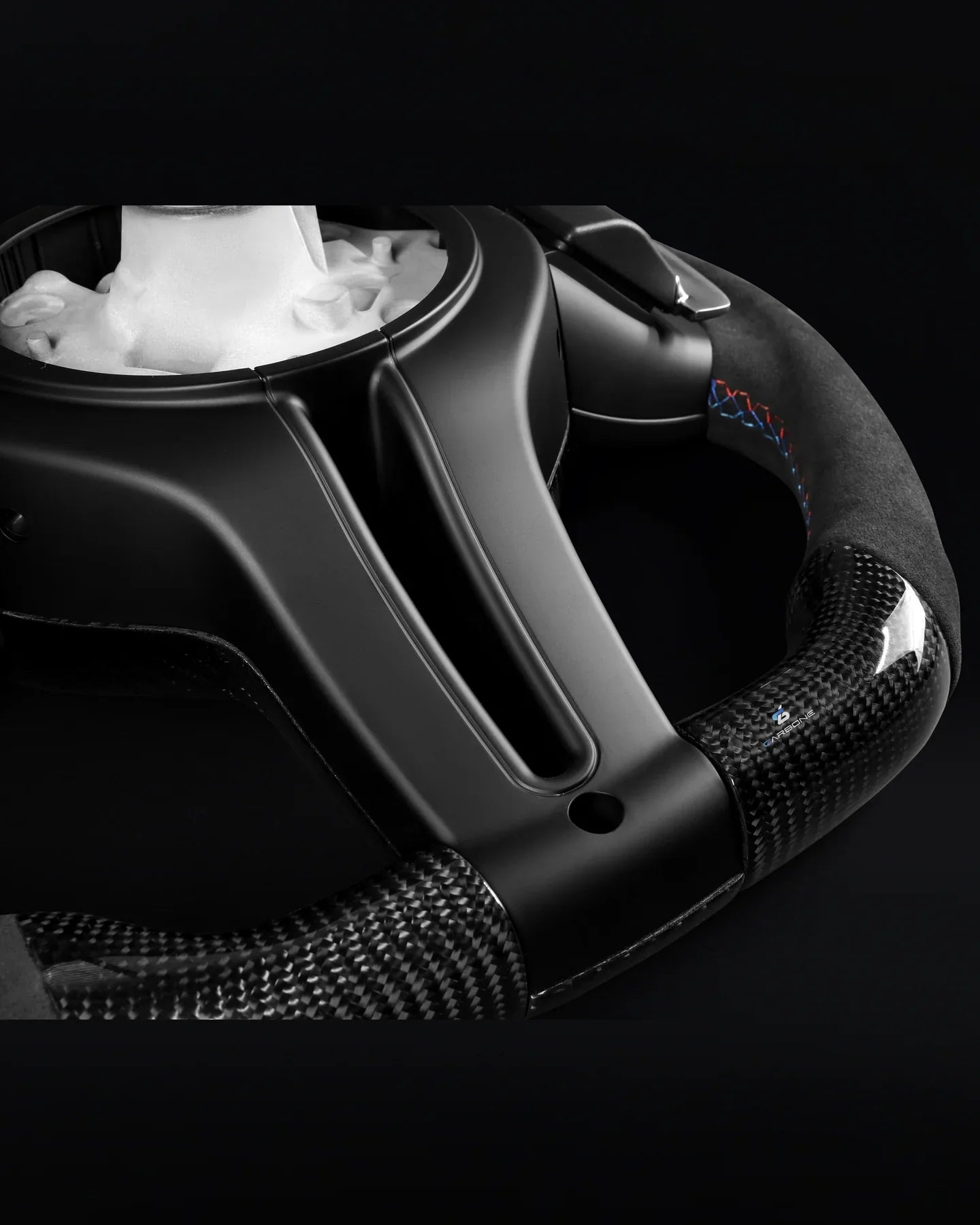 BMW Alcantara Flat Bottom White Stripe Gloss Carbon Fiber Steering Wheel for F Chassis- iCBL's Signature Design for F30 F32 F80 F82 M3 M4 M2 335i 340i 328i 440i 435i (Copy)