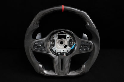 BMW Alcantara Flat Bottom Carbon Fiber Steering Wheel for G Chassis- iCBL's Signature Design for G20 G30 G80 G82 M3 M4 M2 M340i