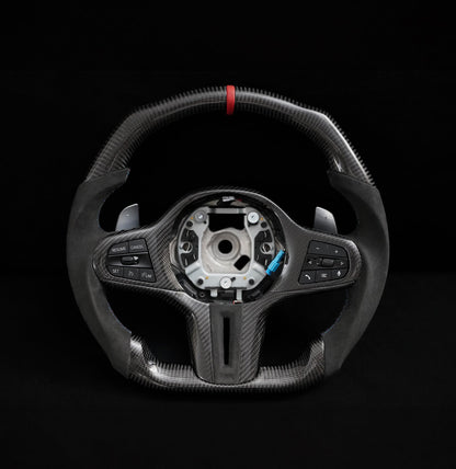 BMW Alcantara Flat Bottom Carbon Fiber Steering Wheel for G Chassis- iCBL's Signature Design for G20 G30 G80 G82 M3 M4 M2 M340i
