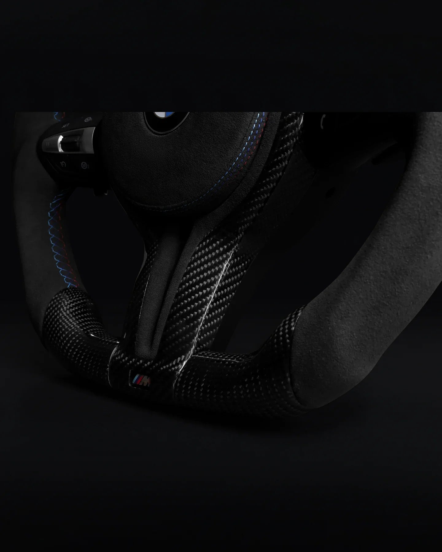 BMW Alcantara Flat Bottom White Stripe Gloss Carbon Fiber Steering Wheel for F Chassis- iCBL's Signature Design for F30 F32 F80 F82 M3 M4 M2 335i 340i 328i 440i 435i (Copy)