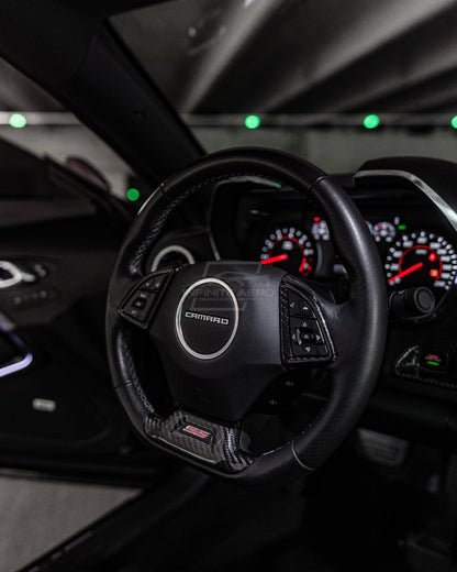 CAMARO 16-24 CARBON FIBER STEERING WHEEL TRIM COVER