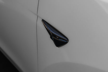TESLA MODEL 3 HIGHLAND / Y JUNIPER HW4.0 REAL CARBON FIBER SIDE CAMERA / TURN SIGNAL COVERS IN MATTE & GLOSS