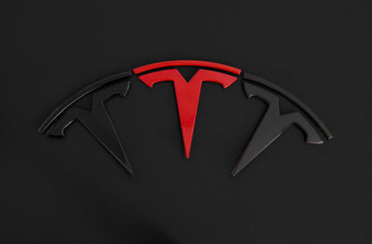 TESLA Metal Gloss and Matte OEM Emblems Logo for Model 3 & Model Y Hood + Trunk in Gold, Red, Gloss and Matte Black