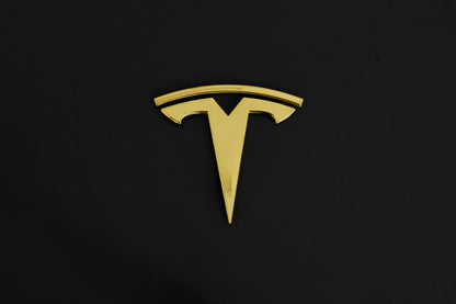 TESLA Metal Gloss and Matte OEM Emblems Logo for Model 3 & Model Y Hood + Trunk in Gold, Red, Gloss and Matte Black