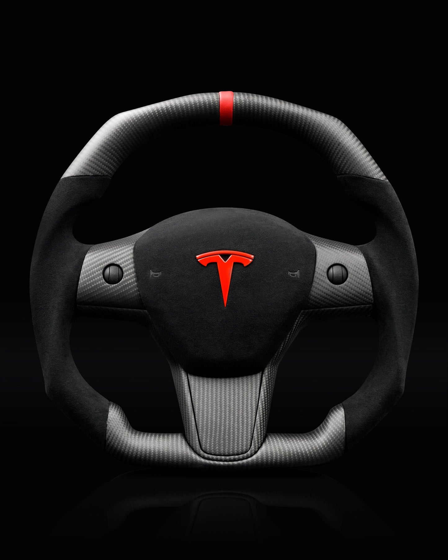 TESLA MODEL Y ALCANTARA FLAT BOTTOM SUPERNOVA DRY CARBON STEERING WHEEL