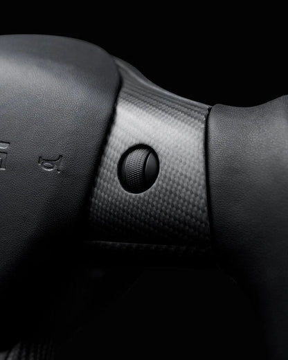 Sixth Element TESLA MODEL Y / MODEL 3 BLACK LEATHER DRY CARBON PLAID STYLE YOKE STEERING WHEEL