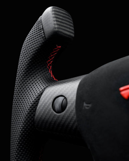 TESLA MODEL 3 / Y PERFORATED LEATHER KNIGHT RIDER DRY CARBON STEERING WHEEL