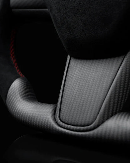Sixth Element TESLA MODEL Y / MODEL 3 ALCANTARA FLAT BOTTOM SUPERNOVA GLOSS CARBON STEERING WHEEL