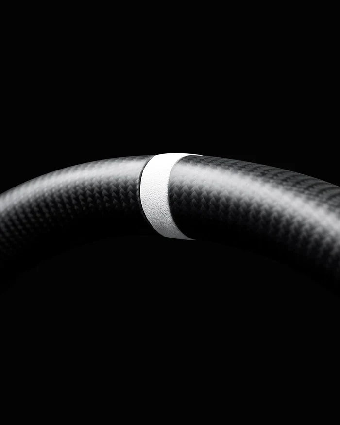Sixth Element TESLA MODEL Y / MODEL 3 BLACK ALCANTARA PCH MIDNIGHT WHITE ACCENTS GLOSS CARBON STEERING WHEEL
