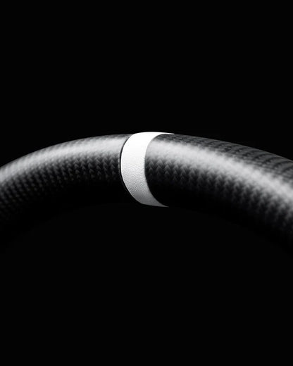 Sixth Element TESLA MODEL Y / MODEL 3 BLACK ALCANTARA PCH MIDNIGHT WHITE ACCENTS GLOSS CARBON STEERING WHEEL